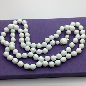Vintage Milk Glass Long Necklace
